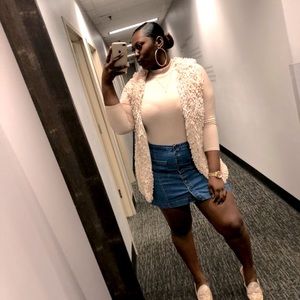 Shaggy fur longline vest